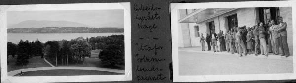 "Arbeidsbyråets hage" (trädgård) och "Utafor Folkesambandspalasset"